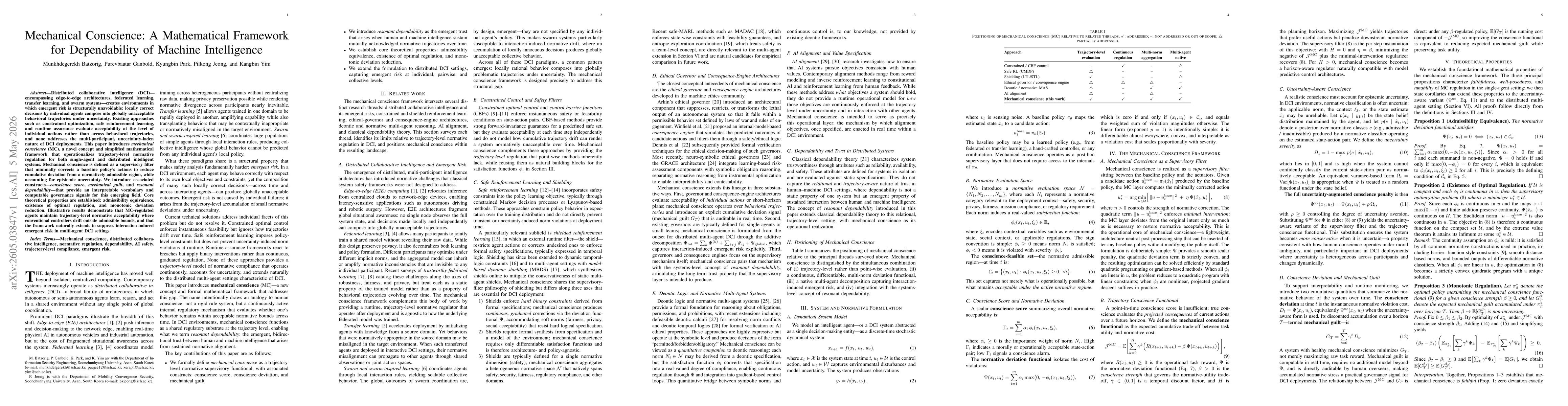 Thumbnail for Mechanical Conscience: A Mathematical Framework for Dependability of Machine Intelligenc