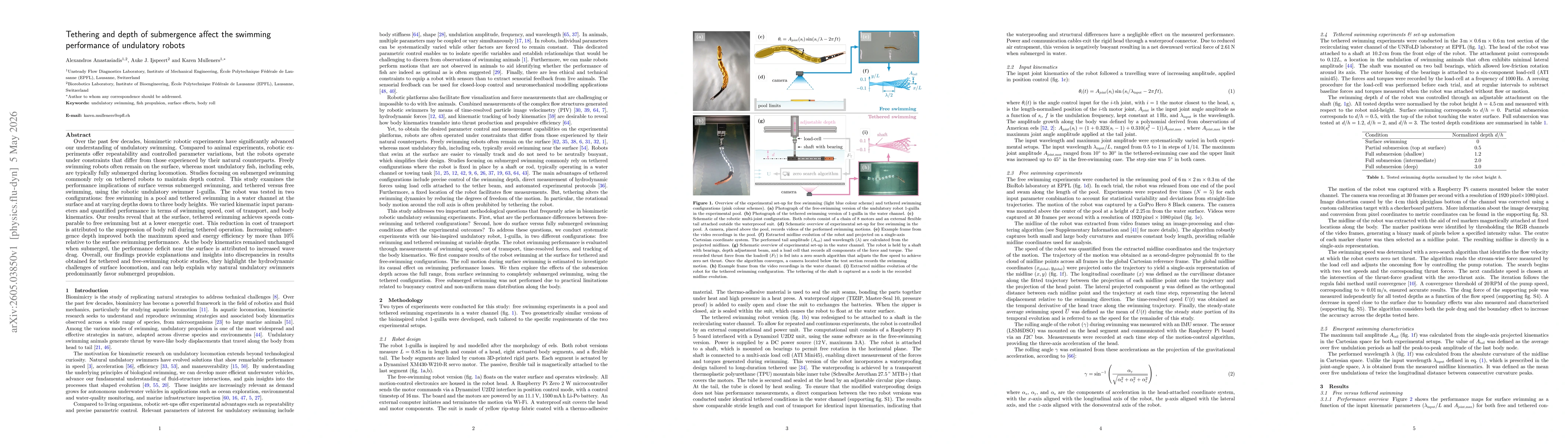 Thumbnail for Tethering and depth of submergence affect the swimming performance of undulatory robots