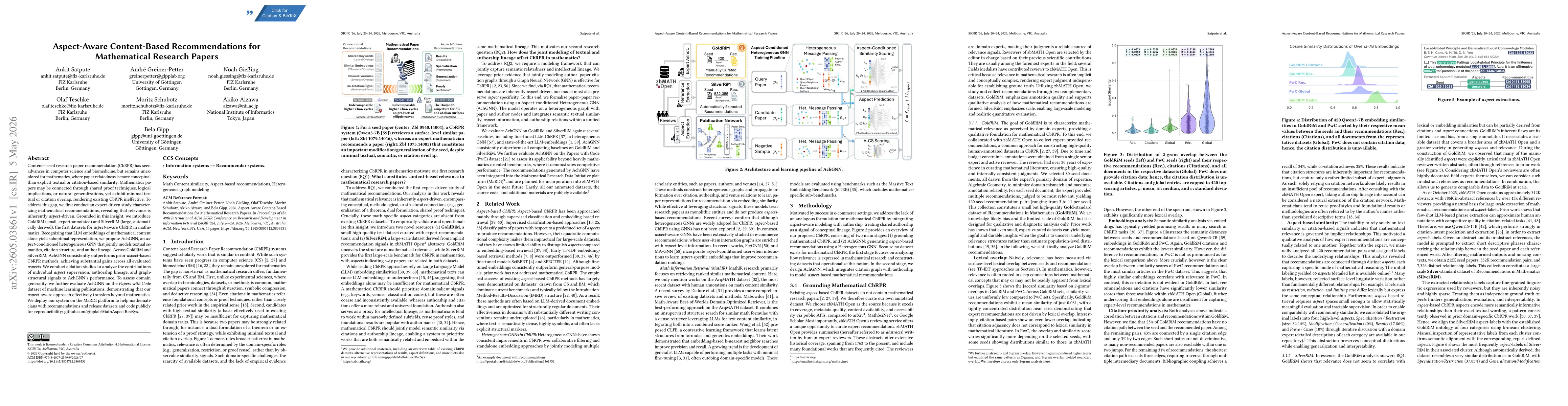 Thumbnail for Aspect-Aware Content-Based Recommendations for Mathematical Research Papers