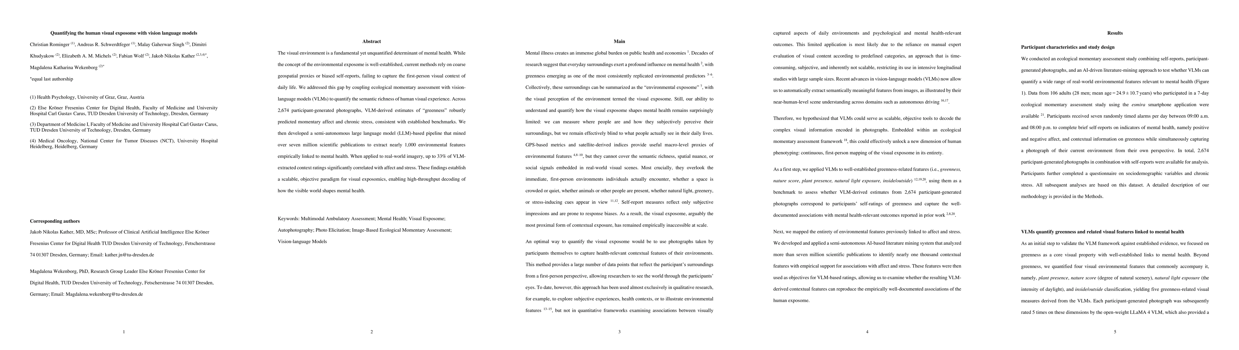 Thumbnail for Quantifying the human visual exposome with vision language models