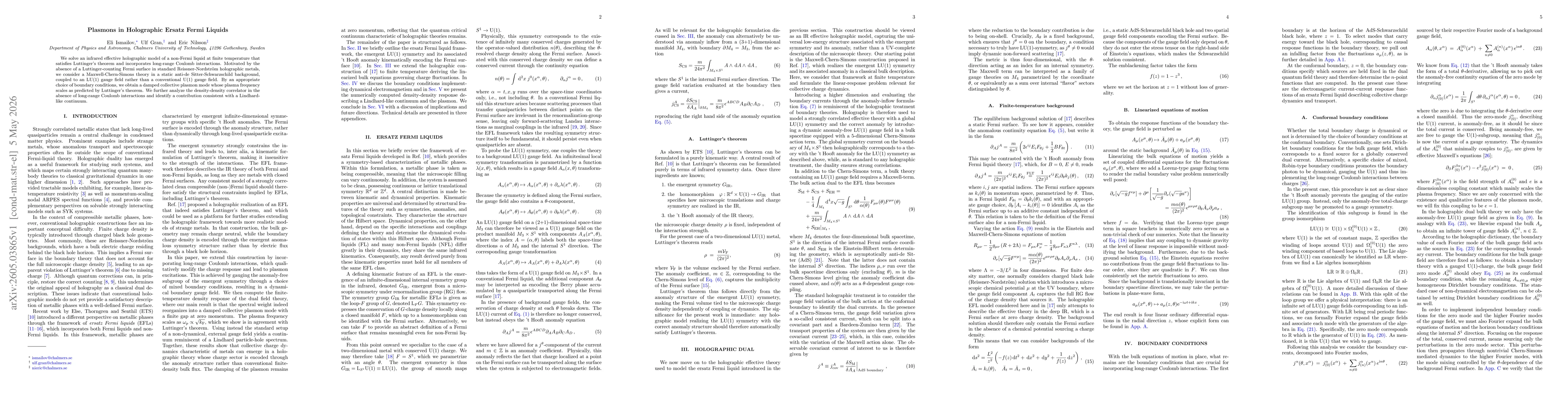 Thumbnail for Plasmons in Holographic Ersatz Fermi Liquids