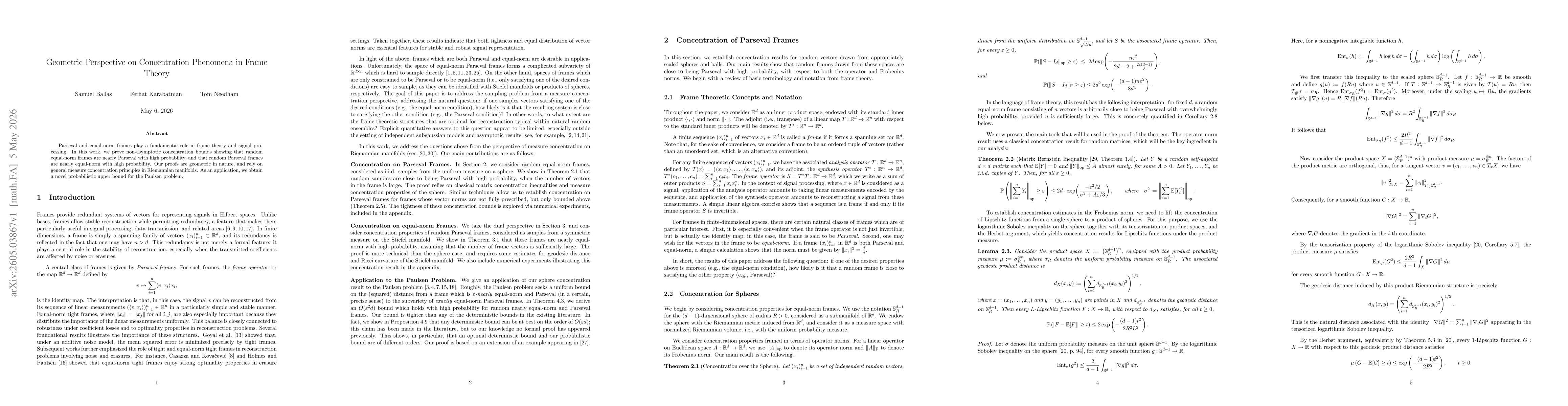 Thumbnail for Geometric Perspective on Concentration Phenomena in Frame Theory