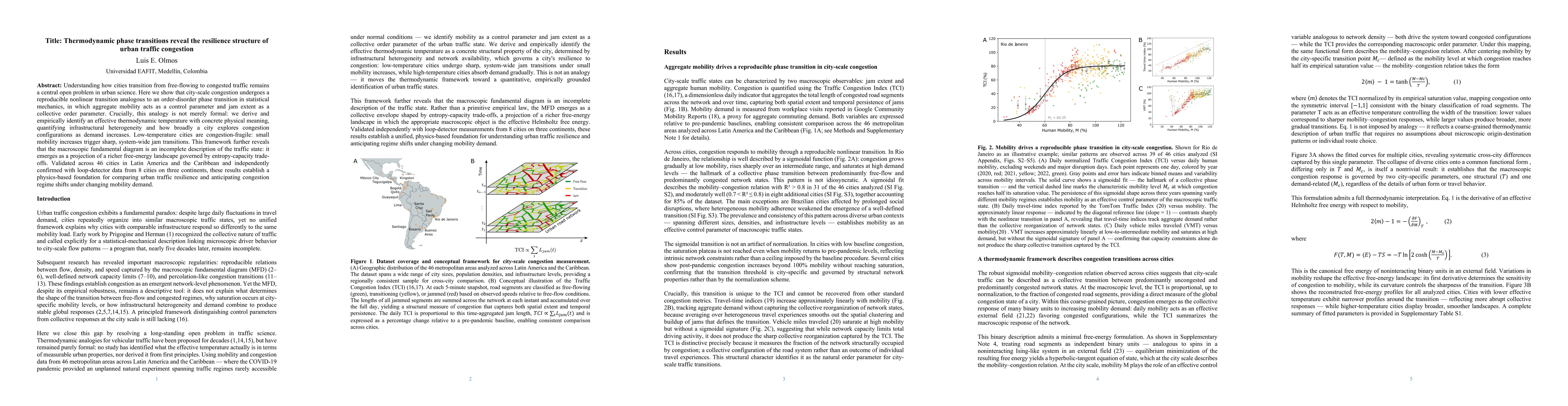 Thumbnail for Thermodynamic phase transitions reveal the resilience structure of urban traffic congestion