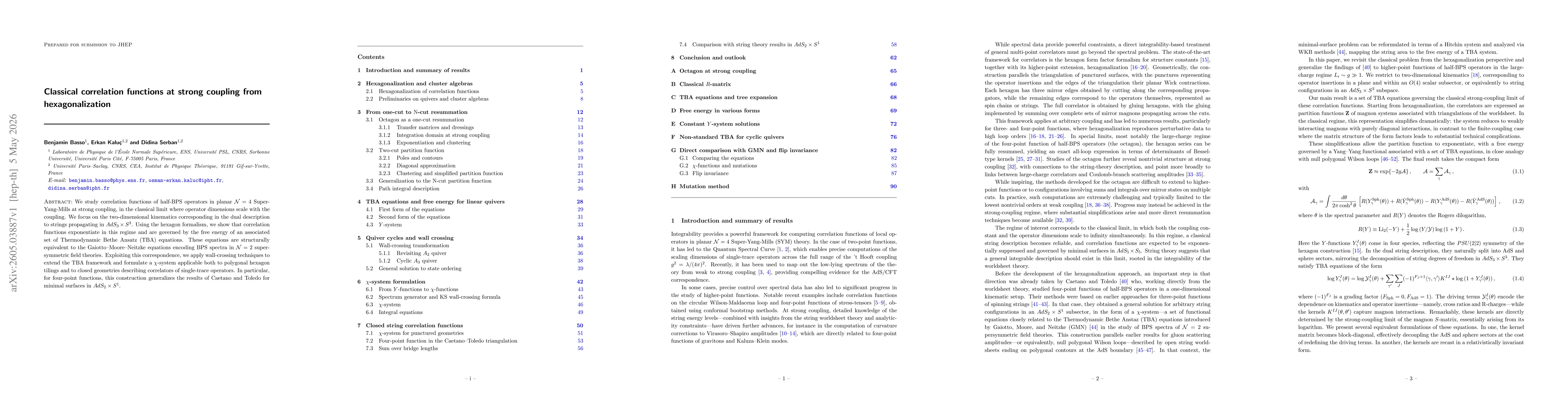 Thumbnail for Classical correlation functions at strong coupling from hexagonalization