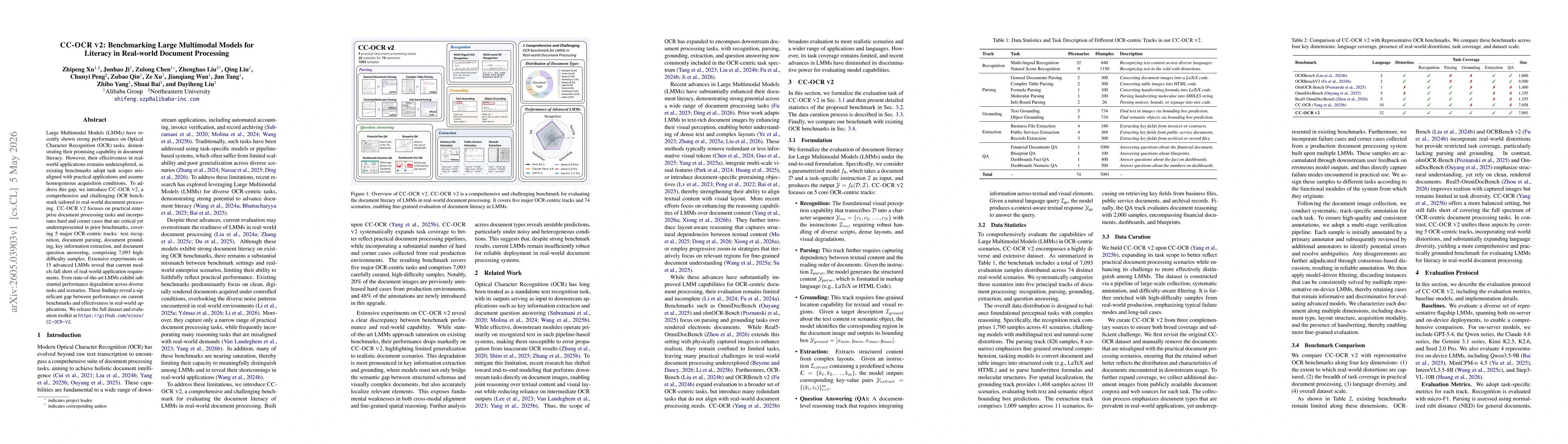 Thumbnail for CC-OCR V2: Benchmarking Large Multimodal Models for Literacy in Real-world Document Processing