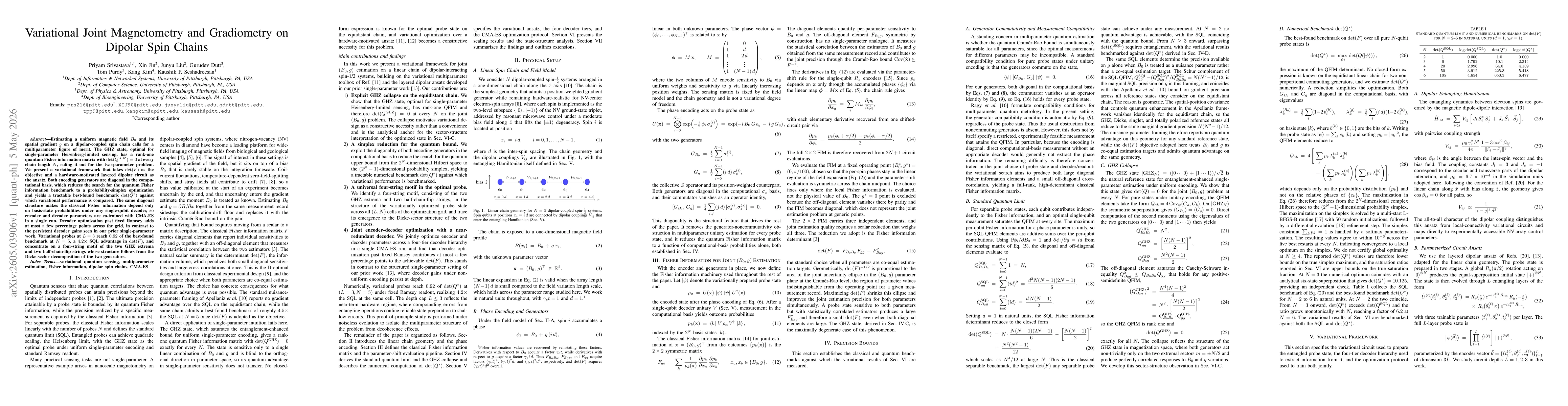 Thumbnail for Variational Joint Magnetometry and Gradiometry on Dipolar Spin Chains