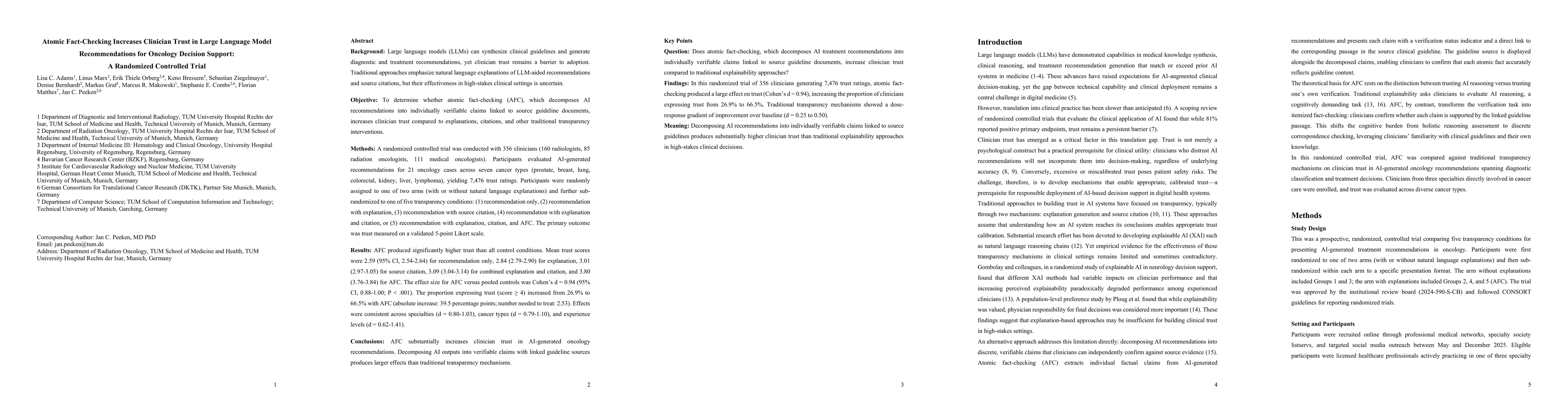 Thumbnail for Atomic Fact-Checking Increases Clinician Trust in Large Language Model Recommendations for Oncology Decision Support: A Randomized Controlled Trial