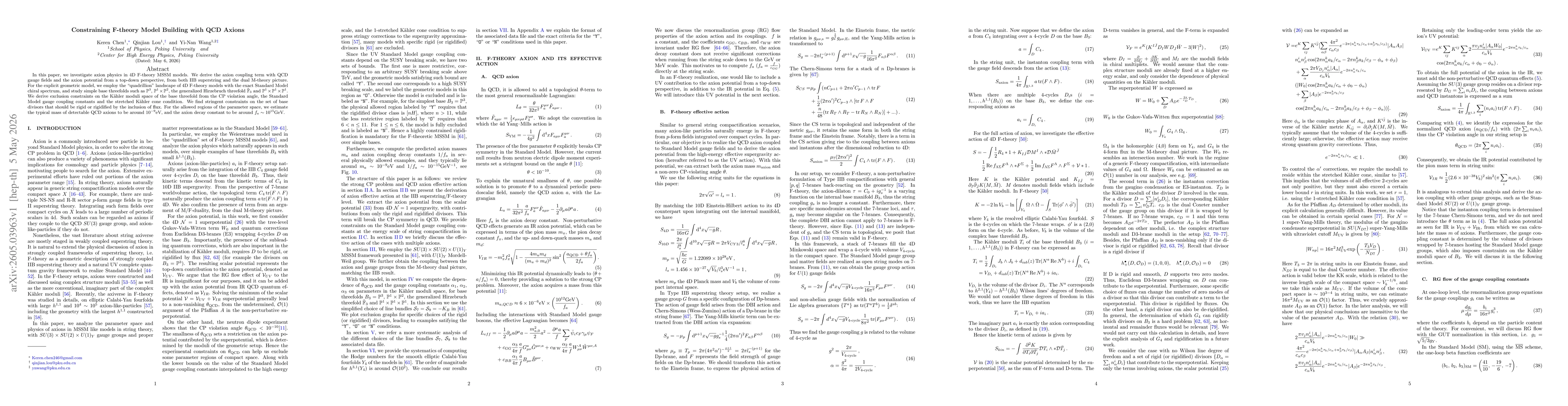 Thumbnail for Constraining F-theory Model Building with QCD Axions