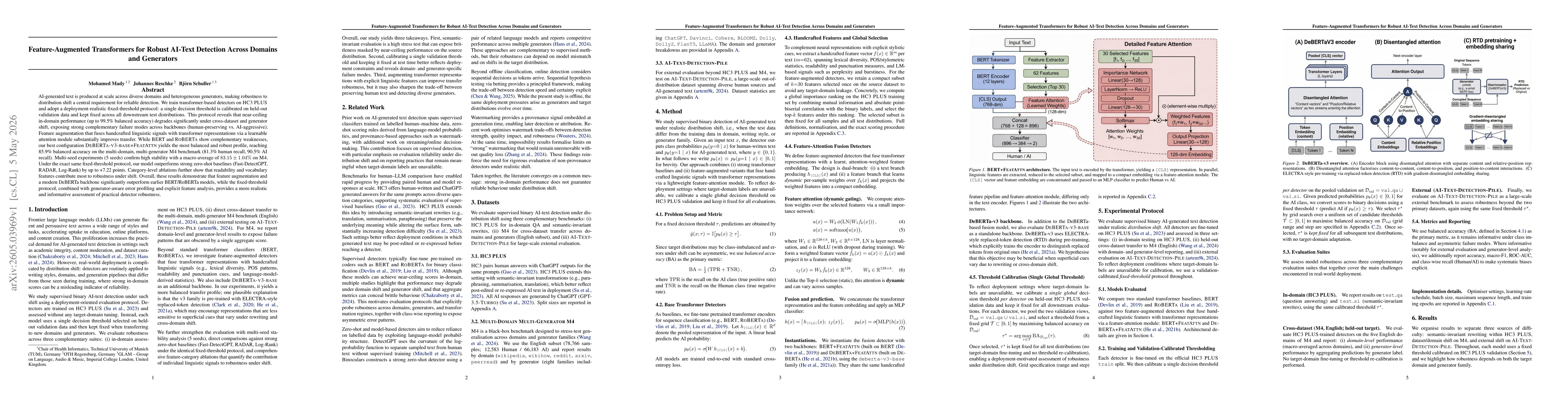 Thumbnail for Feature-Augmented Transformers for Robust AI-Text Detection Across Domains and Generators