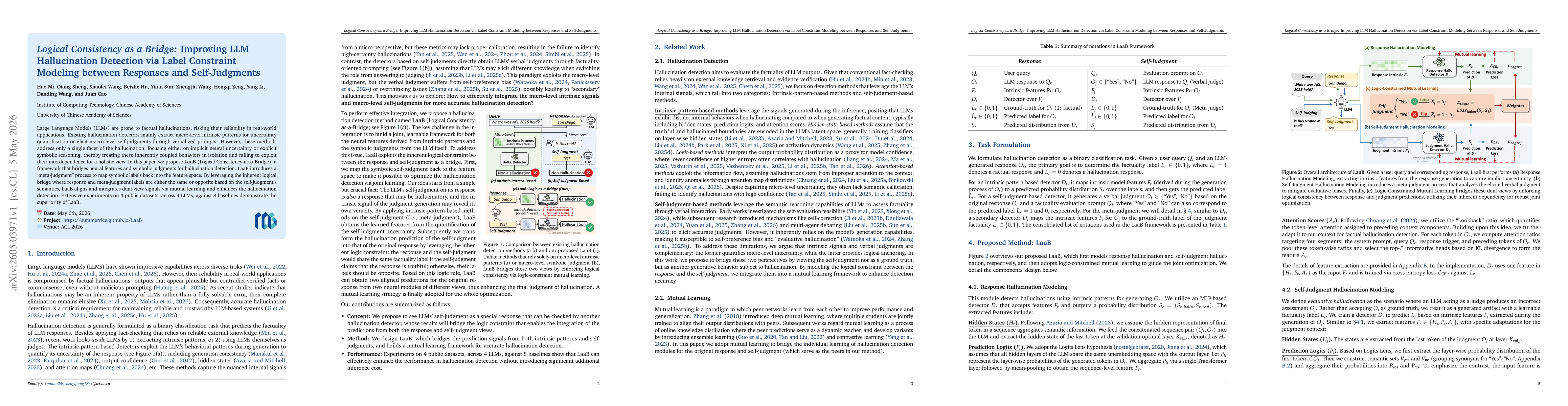 Thumbnail for Logical Consistency as a Bridge: Improving LLM Hallucination Detection via Label Constraint Modeling between Responses and Self-Judgments