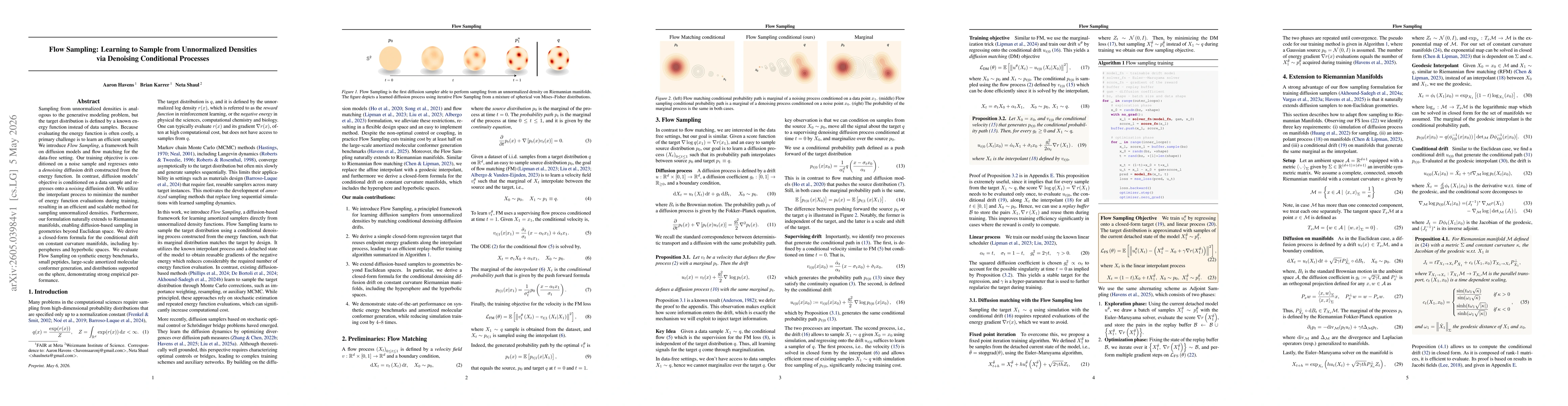 Thumbnail for Flow Sampling: Learning to Sample from Unnormalized Densities via Denoising Conditional Processes
