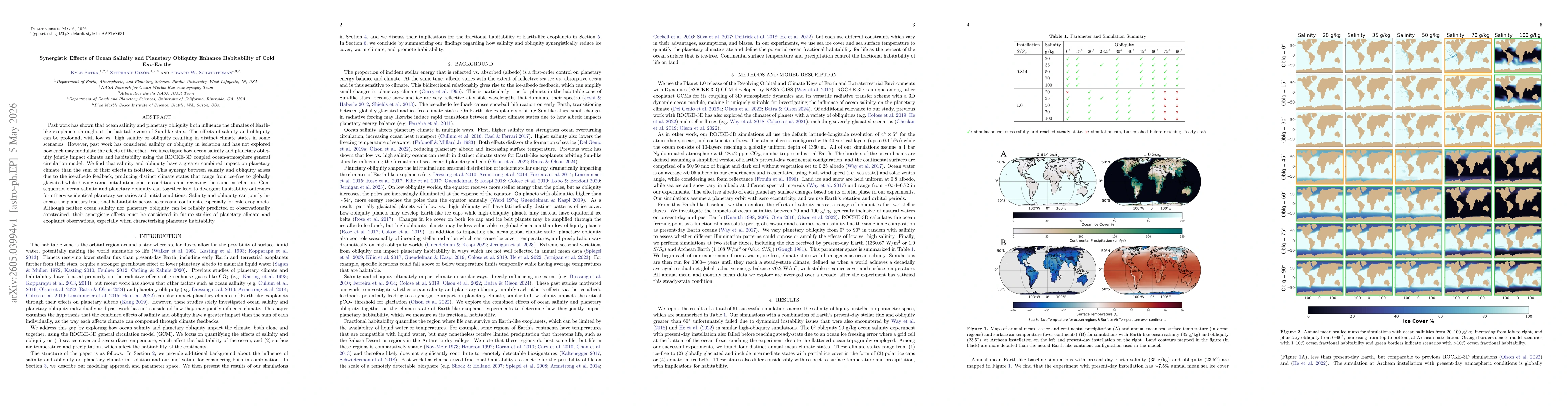 Thumbnail for Synergistic Effects of Ocean Salinity and Planetary Obliquity Enhance Habitability of Cold Exo-Earths