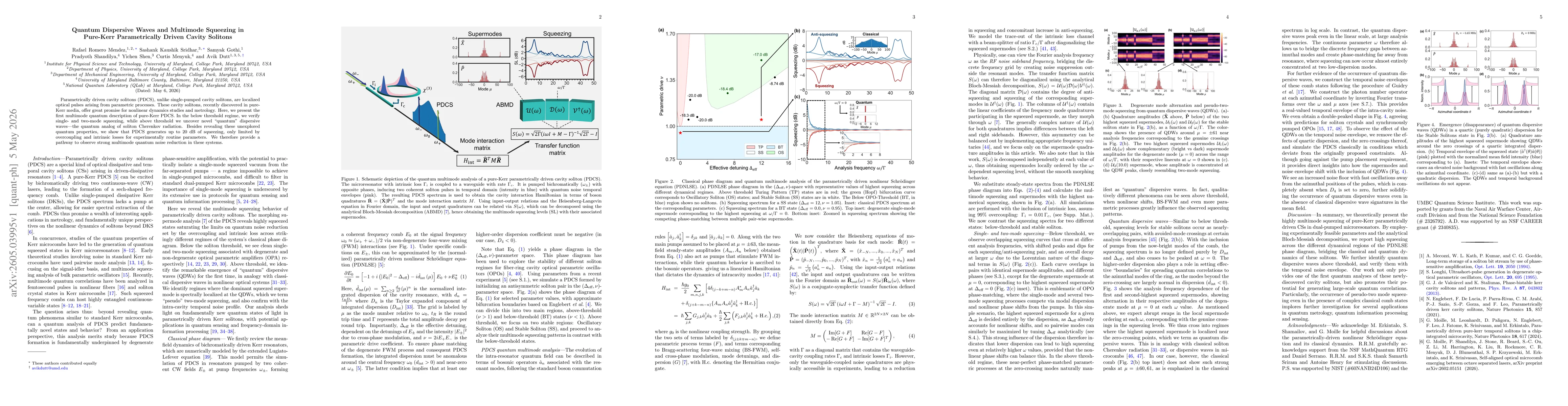 Thumbnail for Quantum Dispersive Waves and Multimode Squeezing in Pure-Kerr Parametrically Driven Cavity Solitons