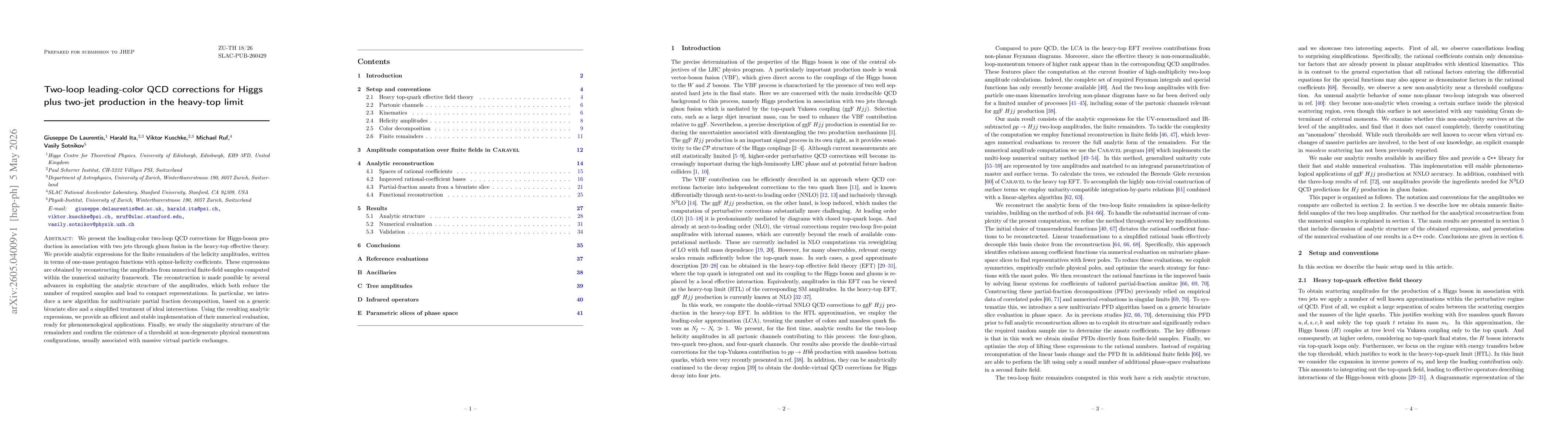 Thumbnail for Two-loop leading-color QCD corrections for Higgs plus two-jet production in the heavy-top limit