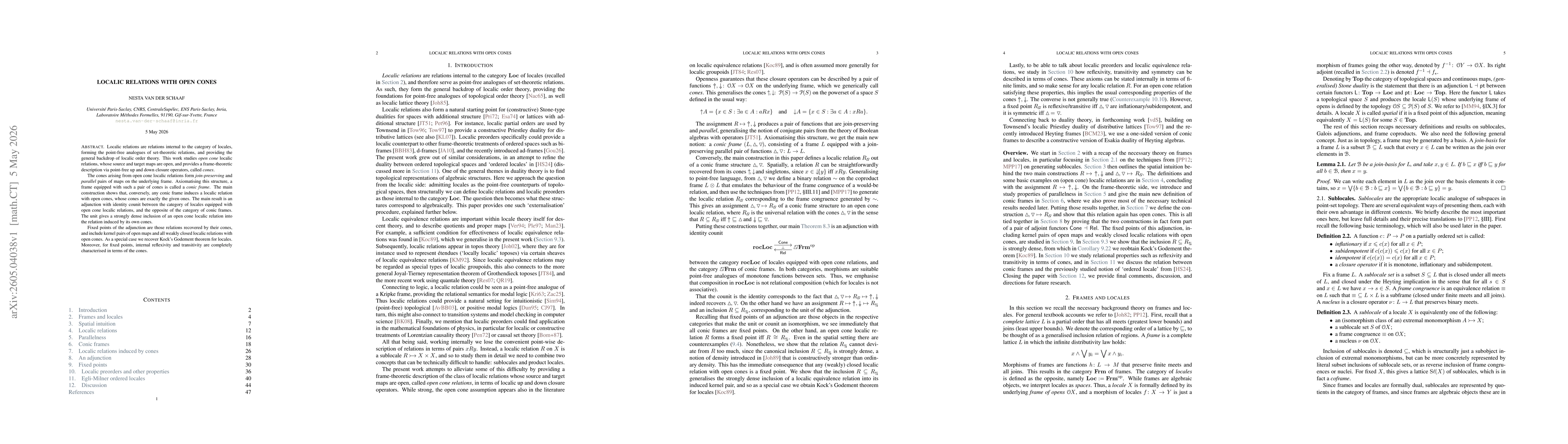 Thumbnail for Localic Relations with Open Cones
