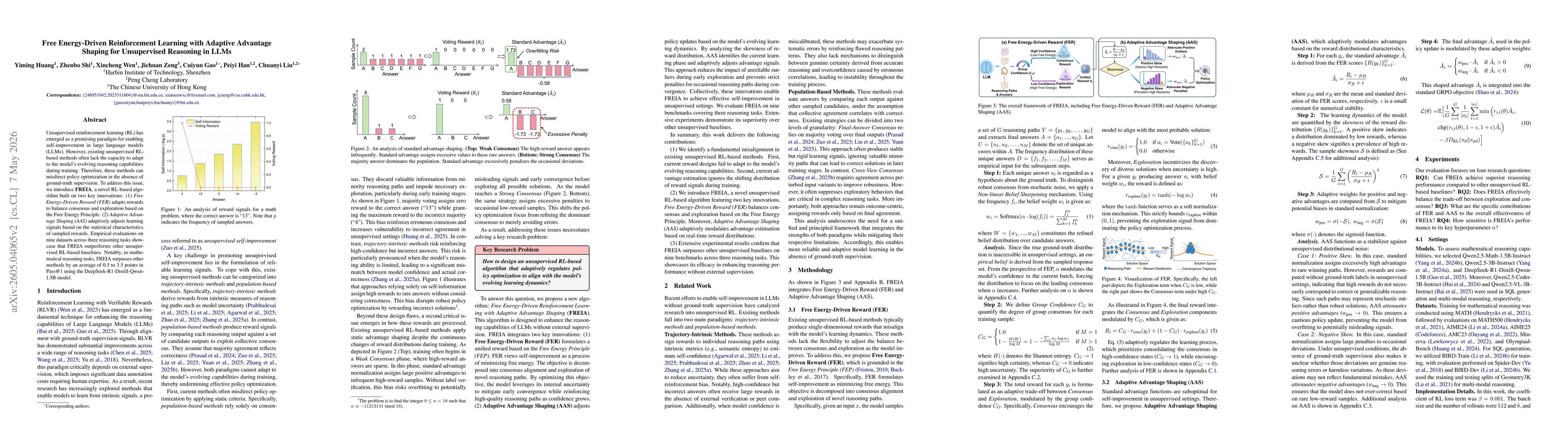 Thumbnail for Free Energy-Driven Reinforcement Learning with Adaptive Advantage Shaping for Unsupervised Reasoning in LLMs