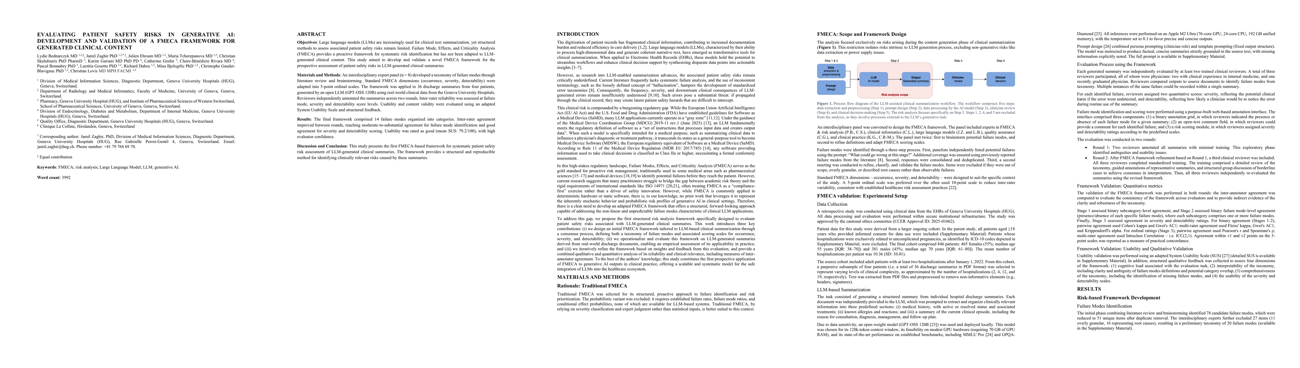 Thumbnail for Evaluating Patient Safety Risks in Generative AI: Development and Validation of a FMECA Framework for Generated Clinical Content