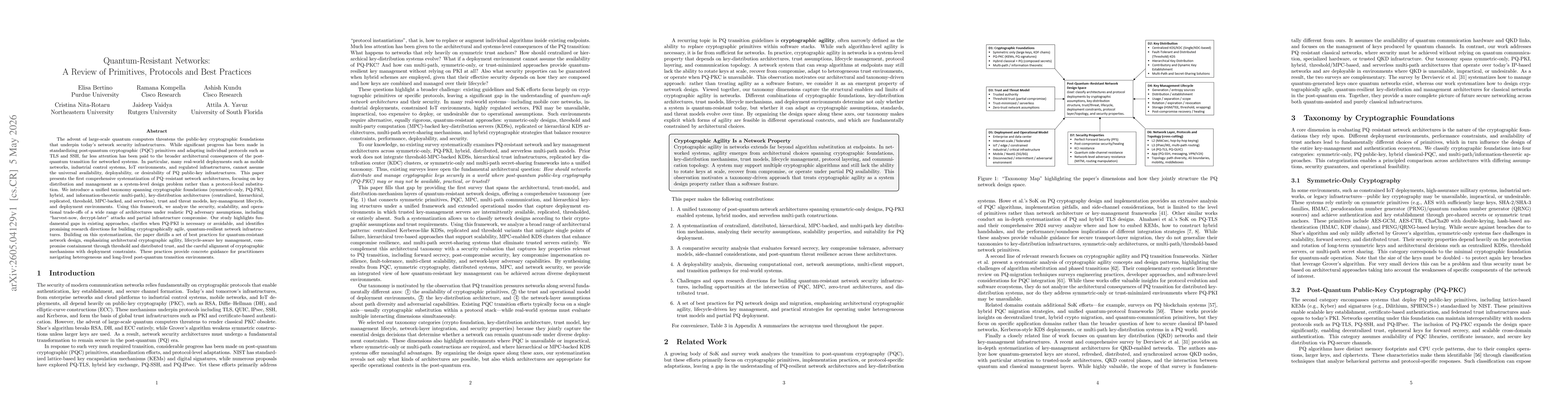Thumbnail for Quantum-Resistant Networks: A Review of Primitives, Protocols and Best Practices