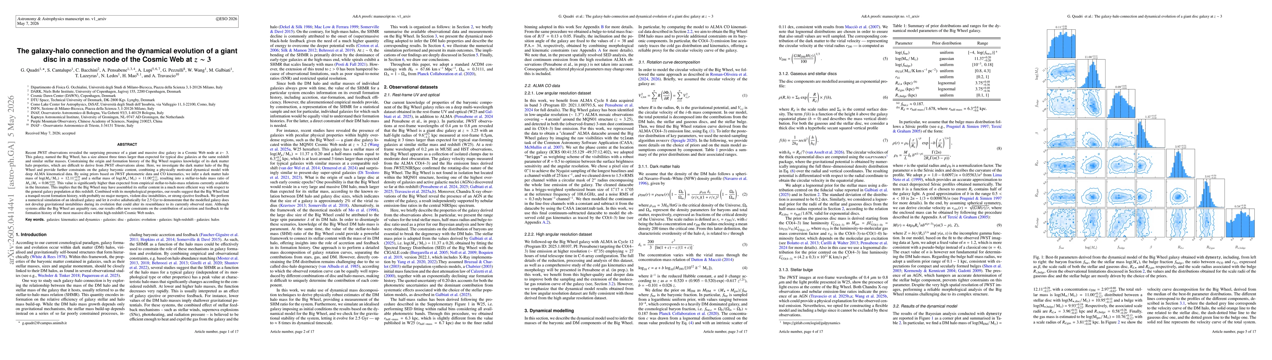 Thumbnail for The galaxy-halo connection and the dynamical evolution of a giant disc in a massive node of the Cosmic Web at z~3