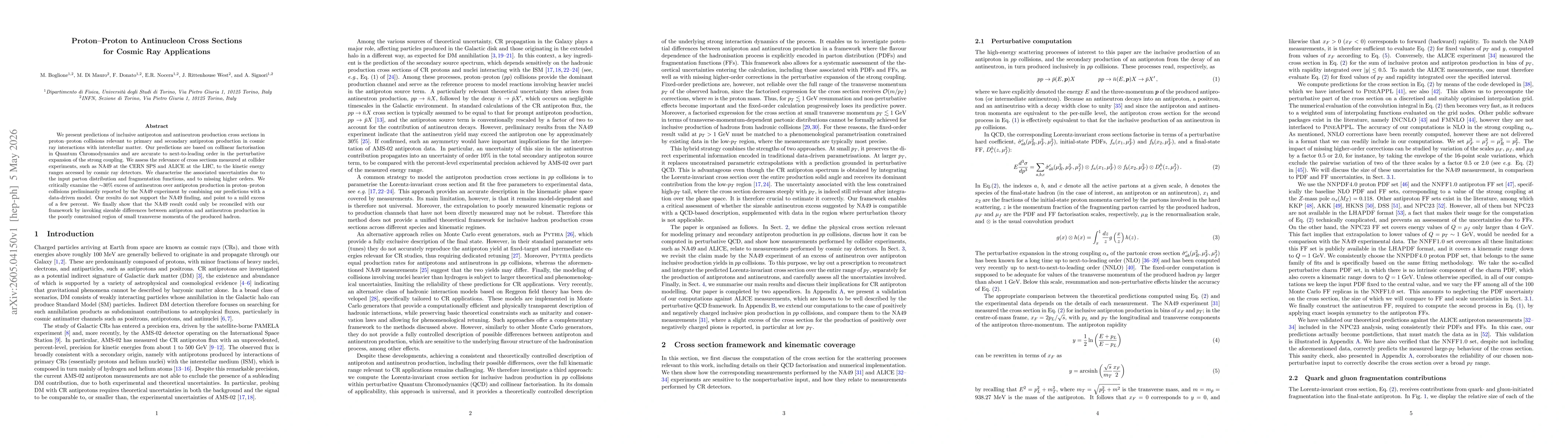 Thumbnail for Proton-Proton to Antinucleon Cross Sections for Cosmic Ray Applications