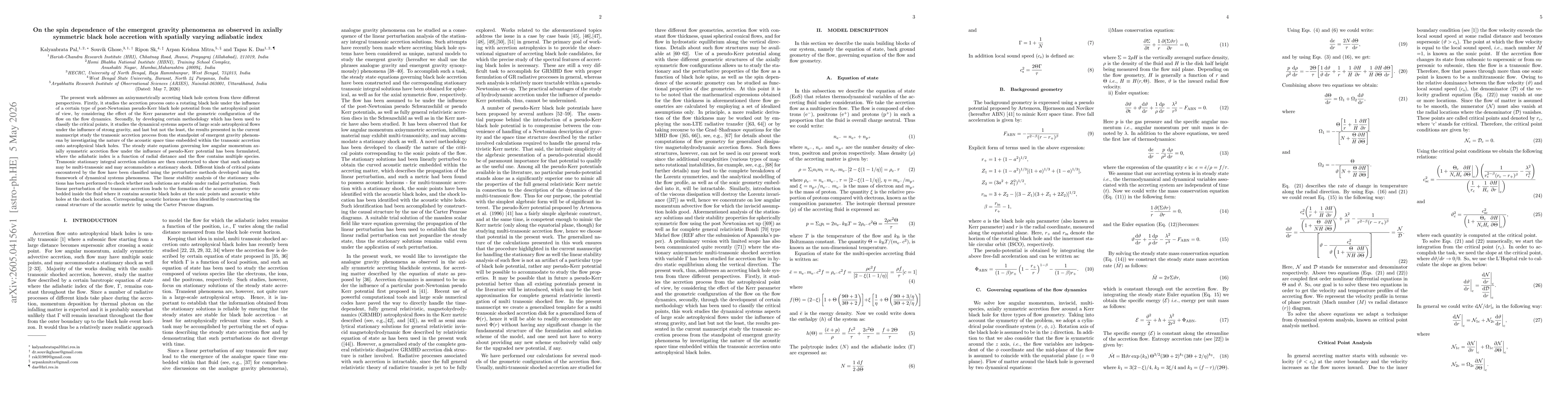 Thumbnail for On the spin dependence of the emergent gravity phenomena as observed in axially symmetric black hole accretion with spatially varying adiabatic index
