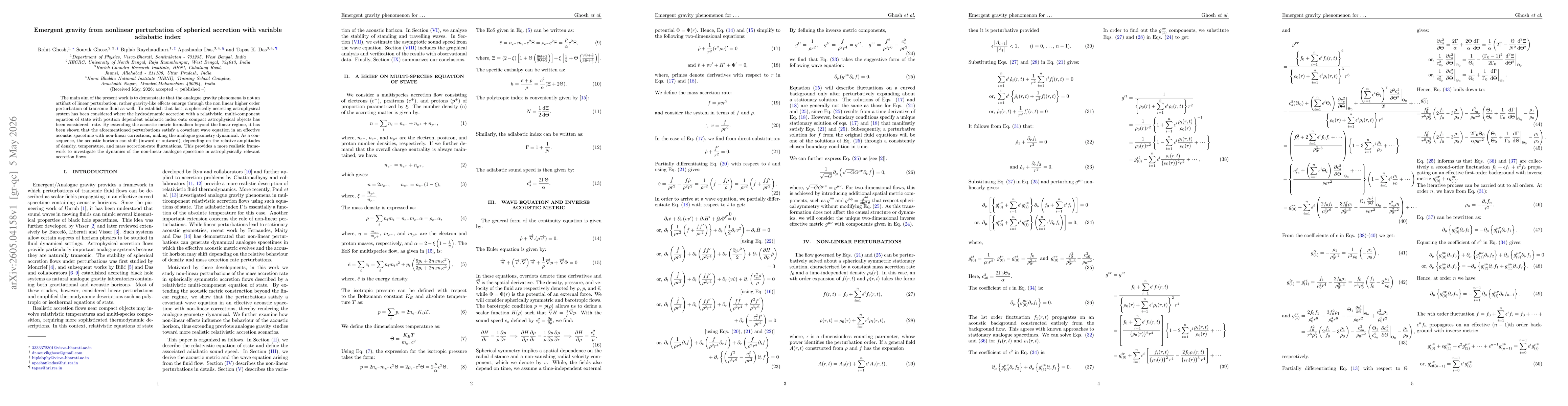 Thumbnail for Emergent gravity from nonlinear perturbation of spherical accretion with variable adiabatic index