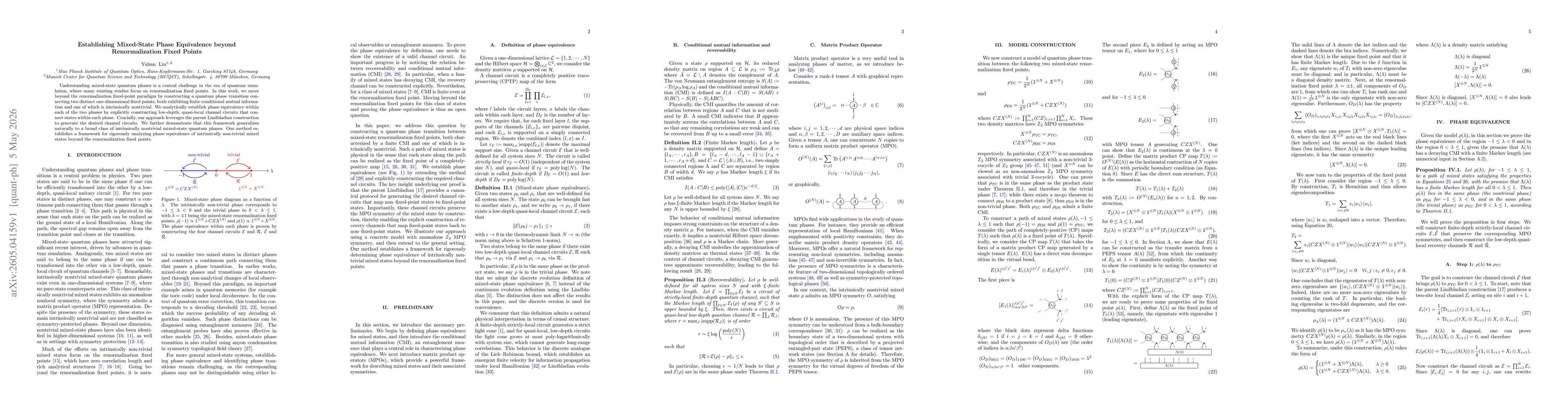 Thumbnail for Establishing Mixed-State Phase Equivalence beyond Renormalization Fixed Points