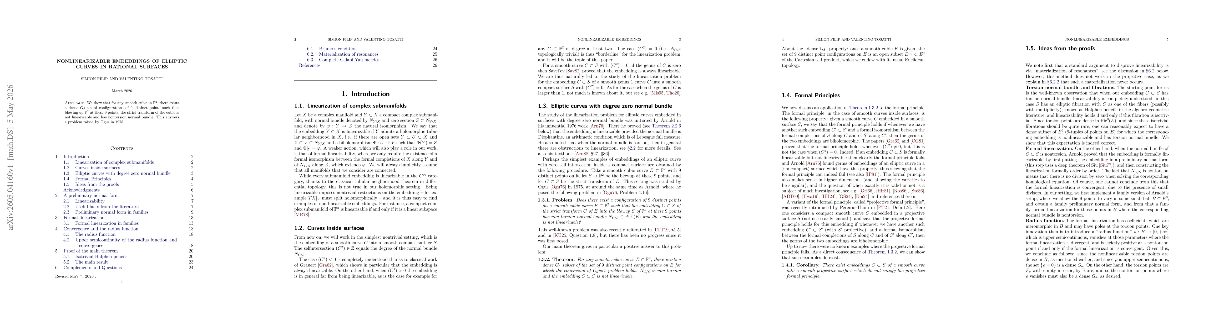 Thumbnail for Nonlinearizable embeddings of elliptic curves in rational surfaces