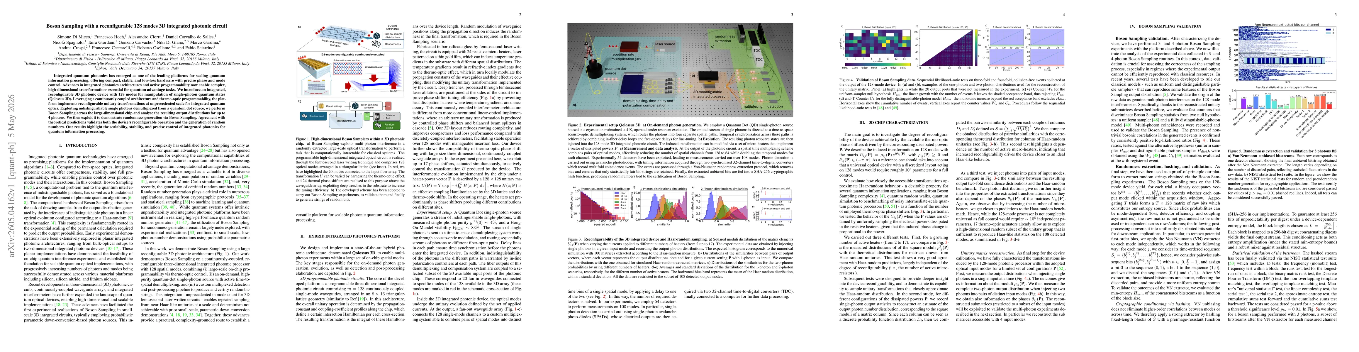 Thumbnail for Boson Sampling with a reconfigurable 128 modes 3D integrated photonic circuit