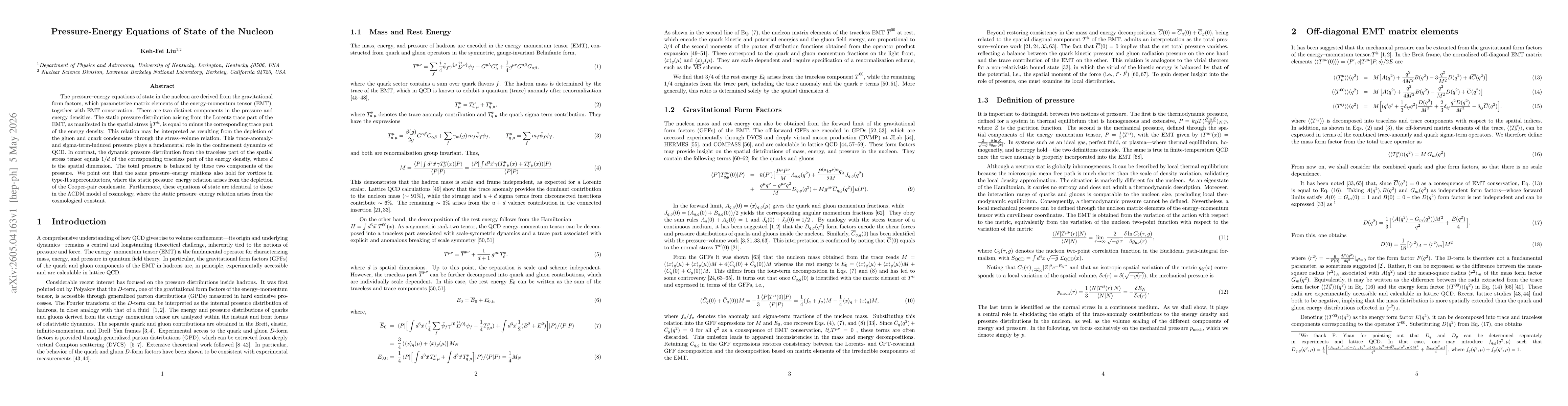 Thumbnail for Pressure-Energy Equations of State of the Nucleon