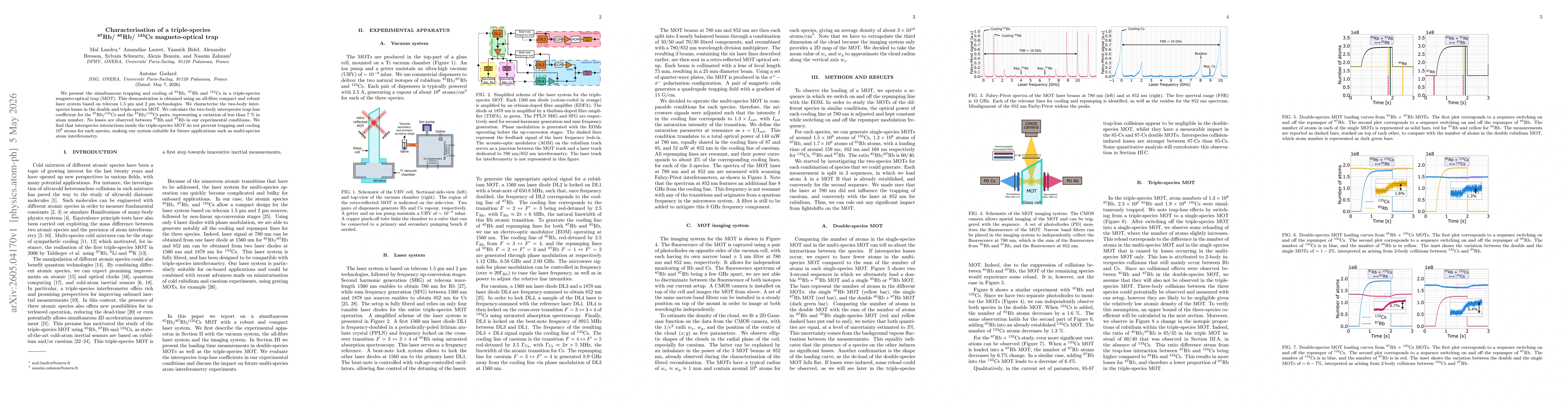 Thumbnail for Characterisation of a triple-species ${}^\text{87}$Rb/ ${}^\text{85}$Rb/ ${}^\text{133}$Cs magneto-optical trap