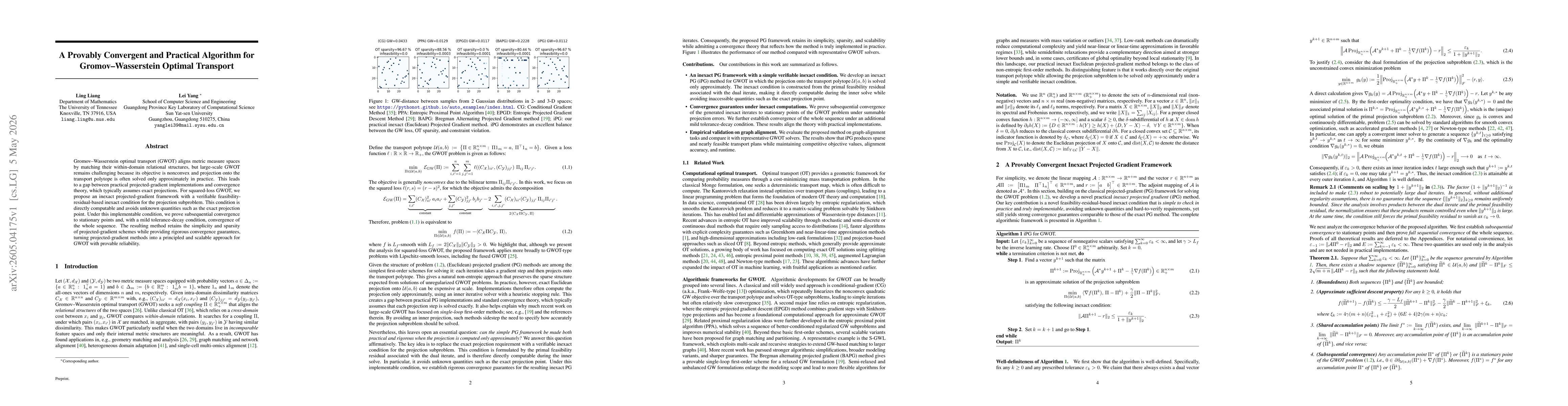 Thumbnail for A Provably Convergent and Practical Algorithm for Gromov--Wasserstein Optimal Transport
