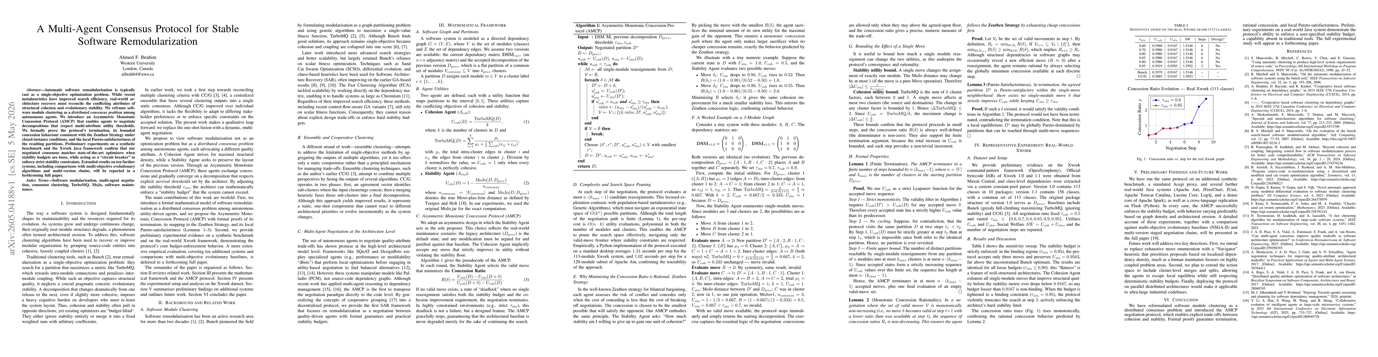 Thumbnail for A Multi-Agent Consensus Protocol for Stable Software Remodularization