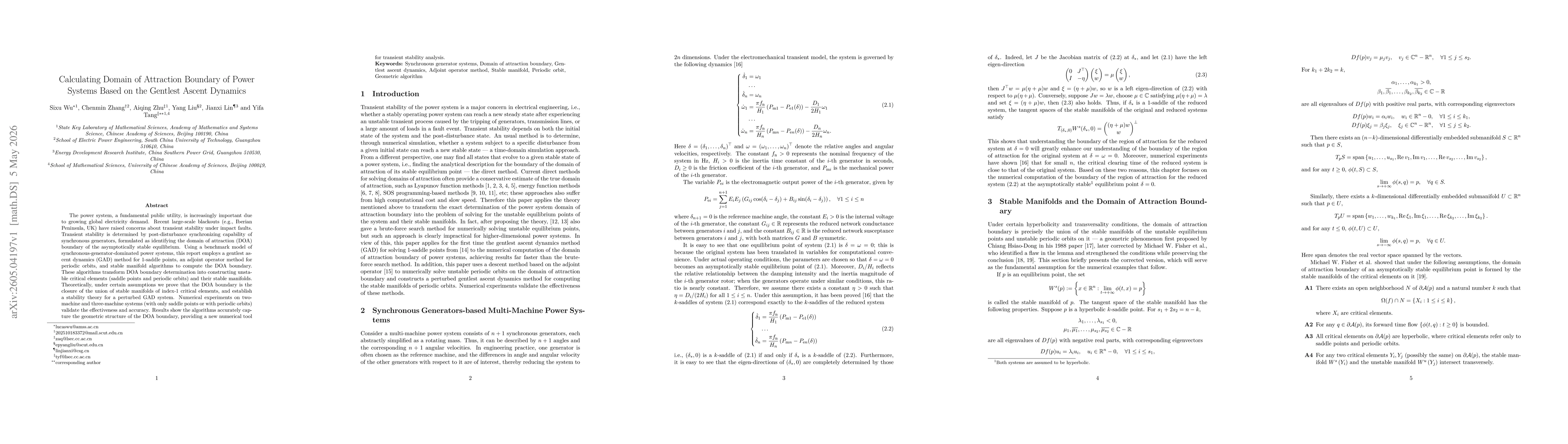 Thumbnail for Calculating Domain of Attraction Boundary of Power Systems Based on the Gentlest Ascent Dynamics