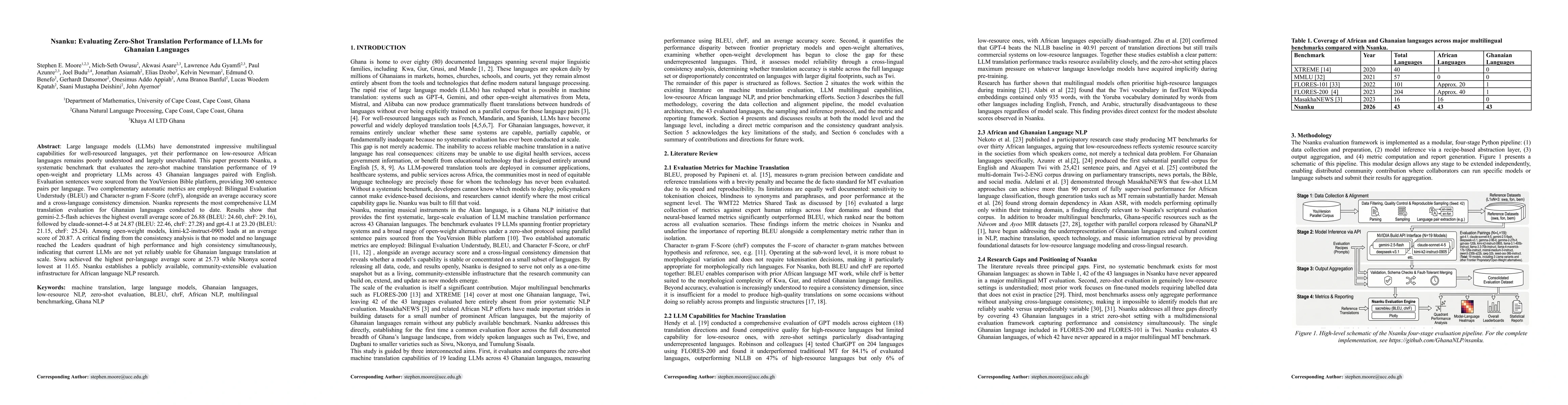 Thumbnail for Nsanku: Evaluating Zero-Shot Translation Performance of LLMs for Ghanaian Languages