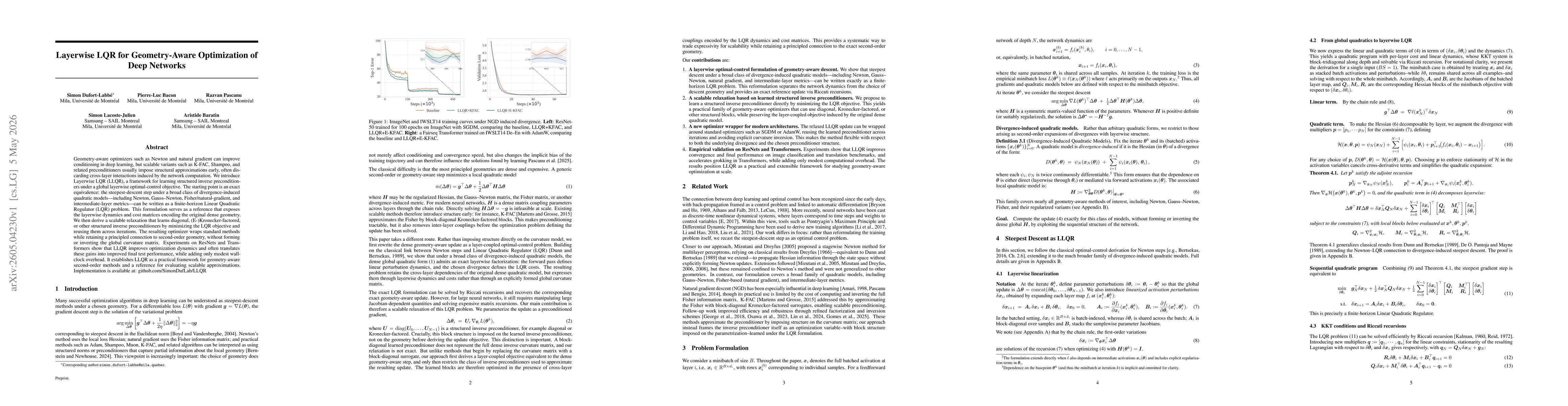 Thumbnail for Layerwise LQR for Geometry-Aware Optimization of Deep Networks