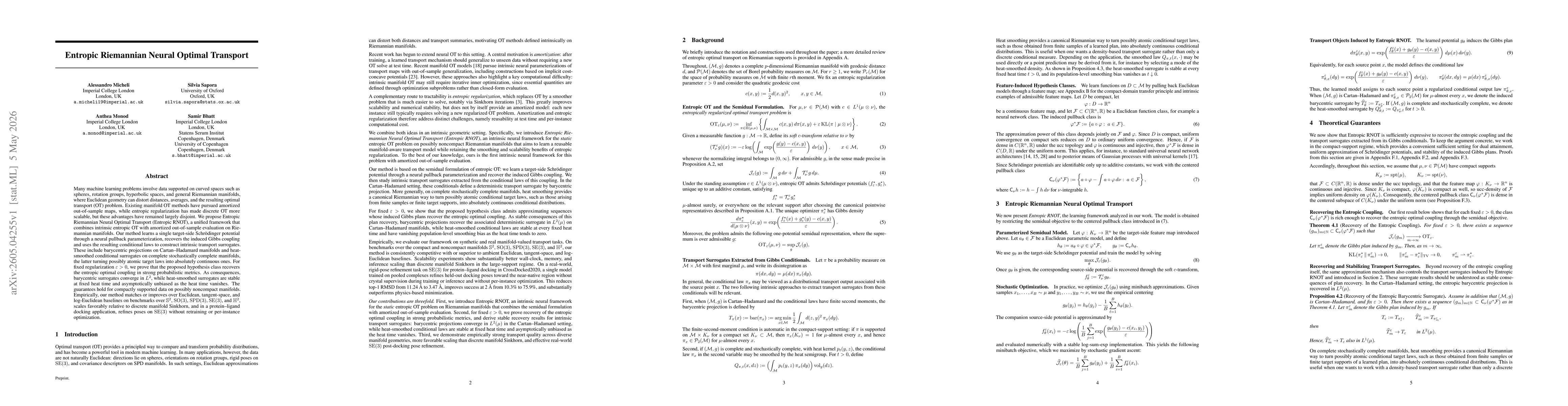 Thumbnail for Entropic Riemannian Neural Optimal Transport
