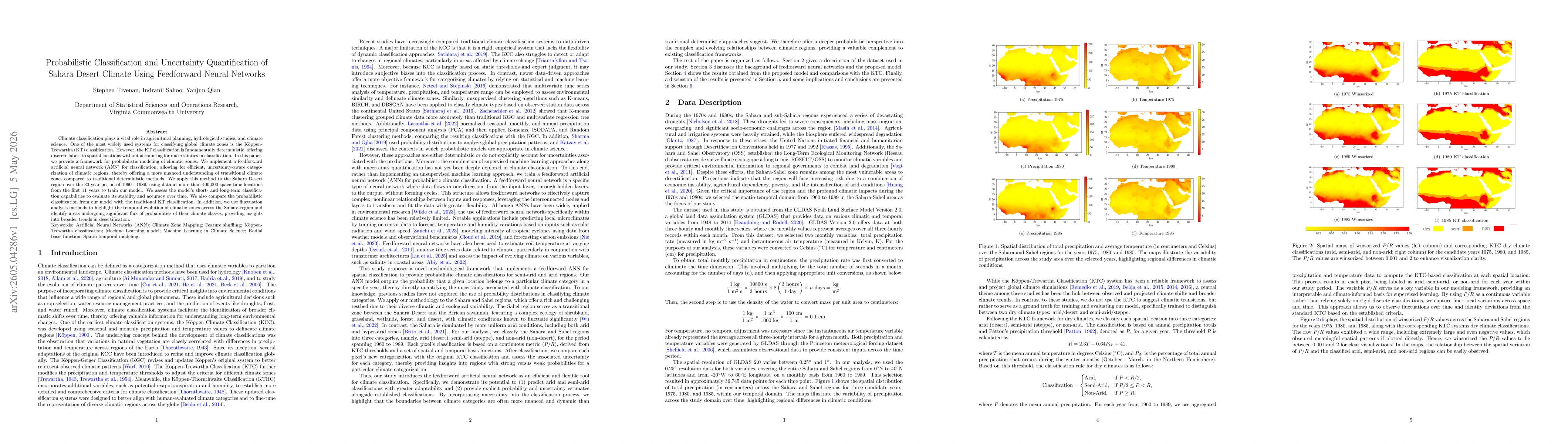 Thumbnail for Probabilistic Classification and Uncertainty Quantification of Sahara Desert Climate Using Feedforward Neural Networks