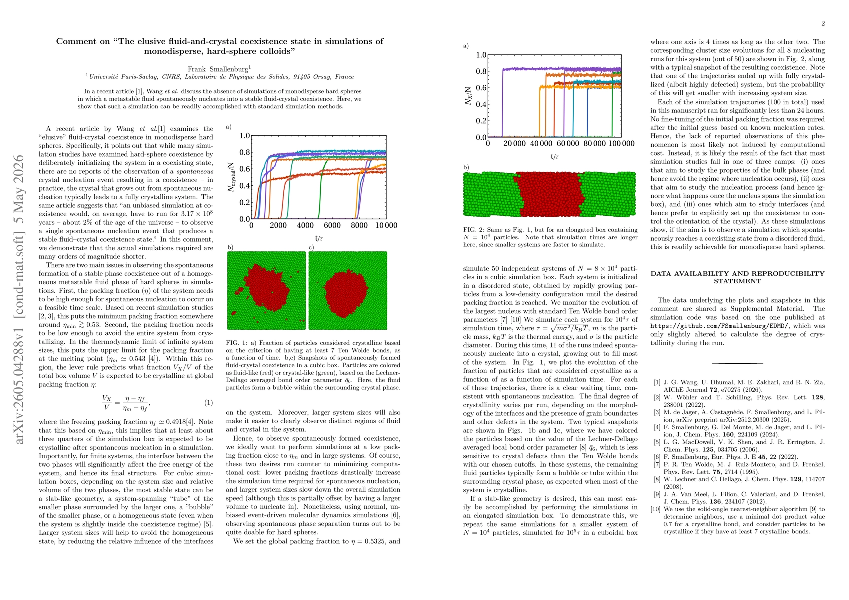 Thumbnail for Comment on "The elusive fluid-and-crystal coexistence state in simulations of monodisperse, hard-sphere colloids"