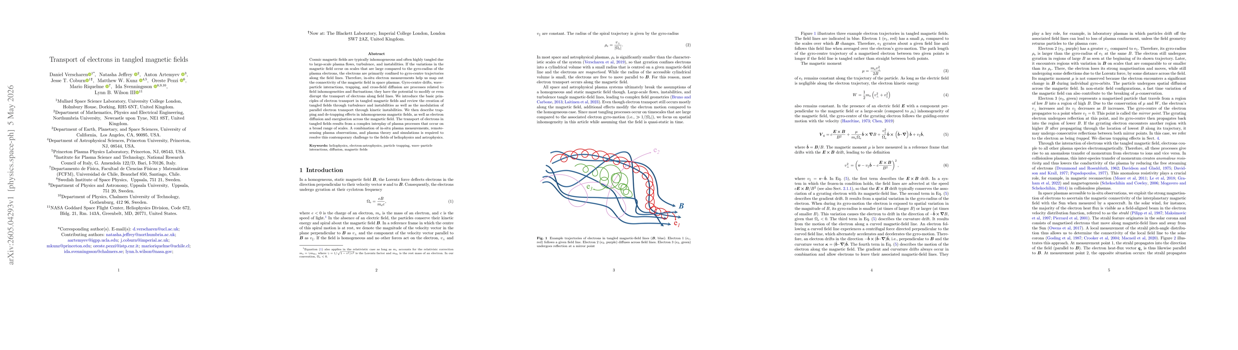 Thumbnail for Transport of electrons in tangled magnetic fields