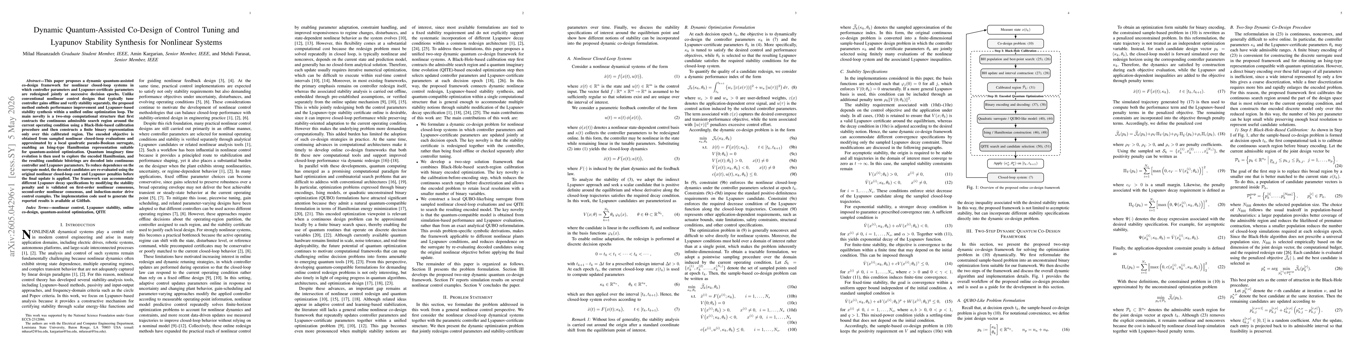 Thumbnail for Dynamic Quantum-Assisted Co-Design of Control Tuning and Lyapunov Stability Synthesis for Nonlinear Systems