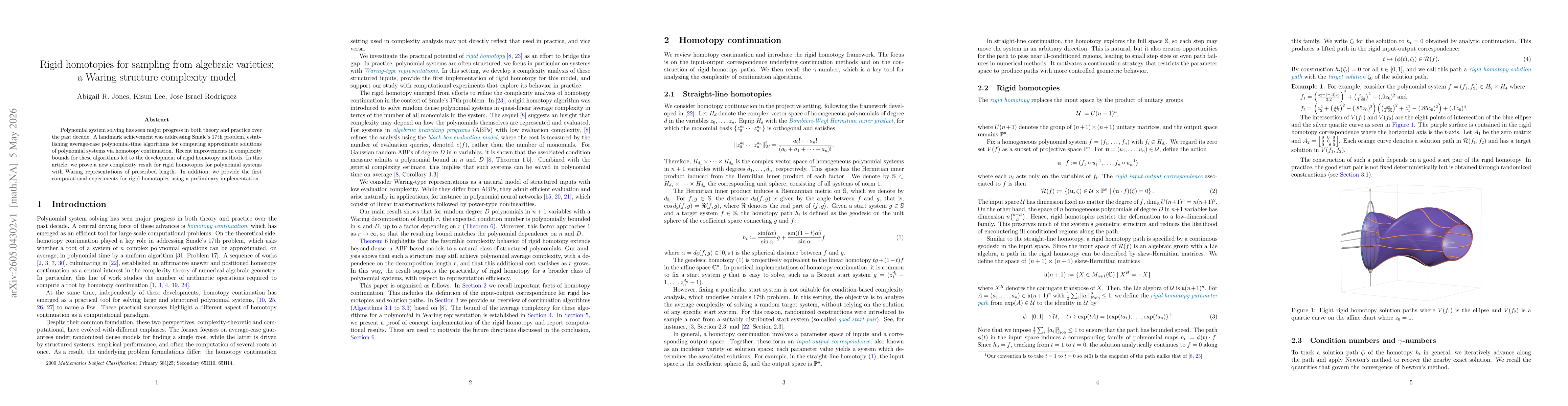 Thumbnail for Rigid homotopies for sampling from algebraic varieties: a Waring structure complexity model