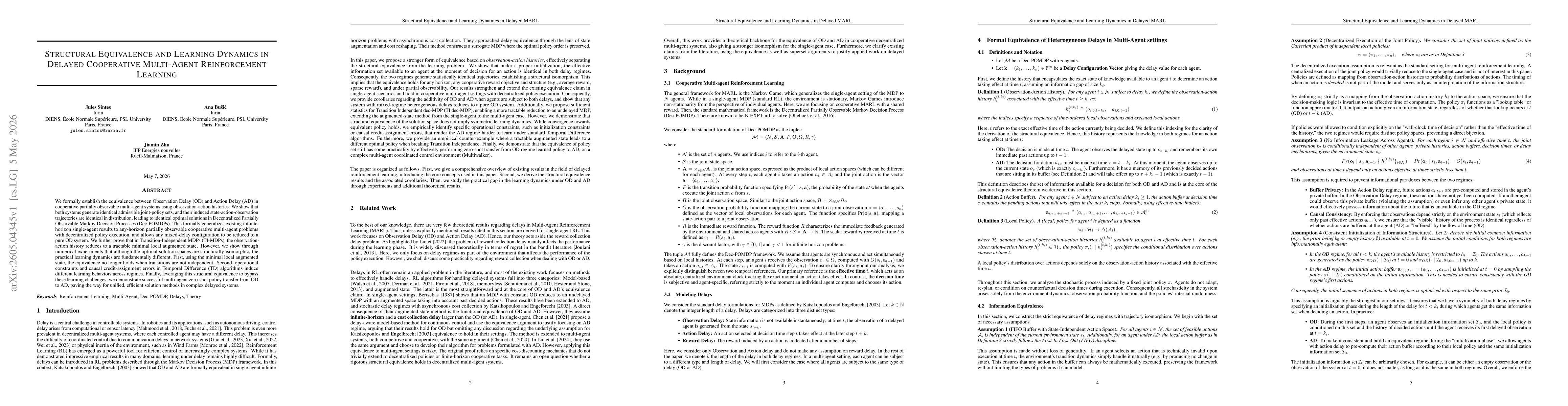 Thumbnail for Structural Equivalence and Learning Dynamics in Delayed MARL