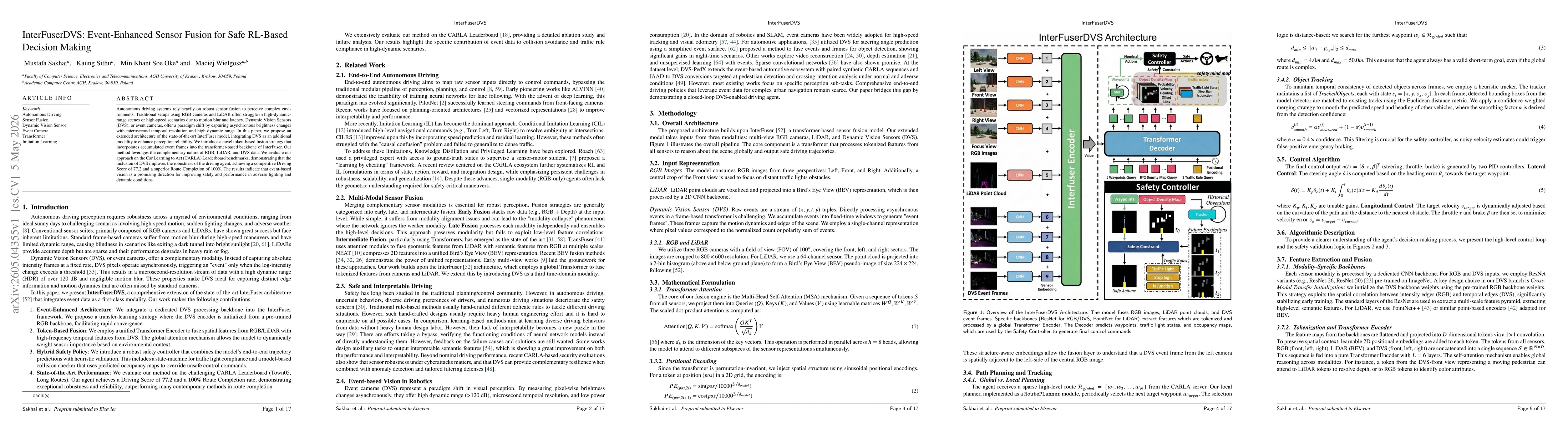 Thumbnail for InterFuserDVS: Event-Enhanced Sensor Fusion for Safe RL-Based Decision Making