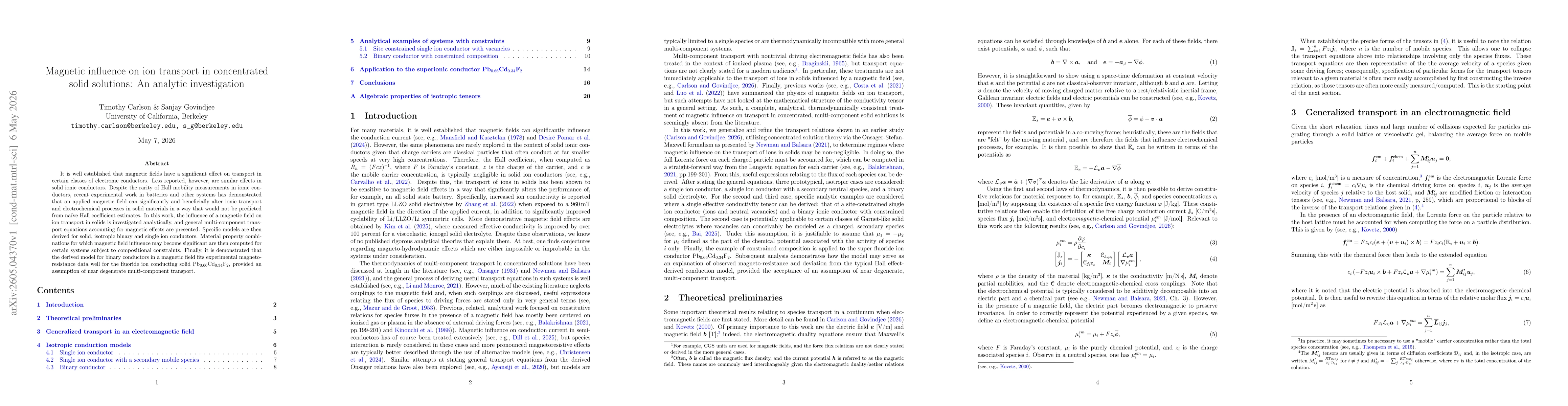 Thumbnail for Magnetic influence on ion transport in concentrated solid solutions: An analytic investigation