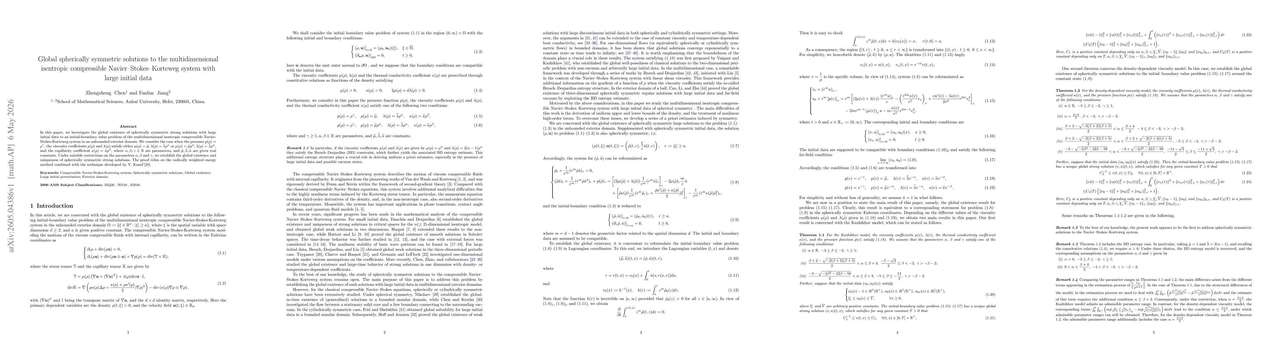 Thumbnail for Global spherically symmetric solutions to the multidimensional isentropic compressible Navier--Stokes--Korteweg system with large initial data