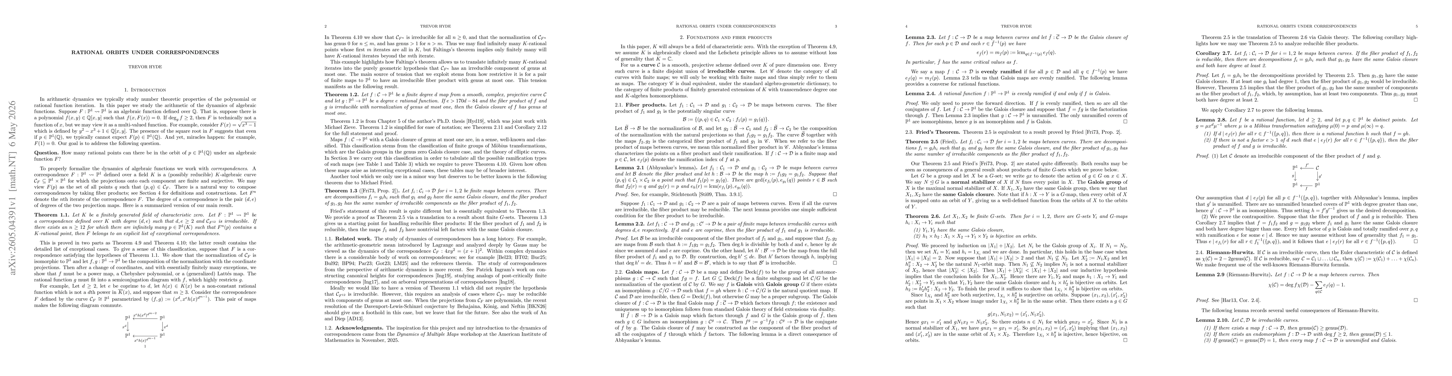 Thumbnail for Rational orbits under correspondences