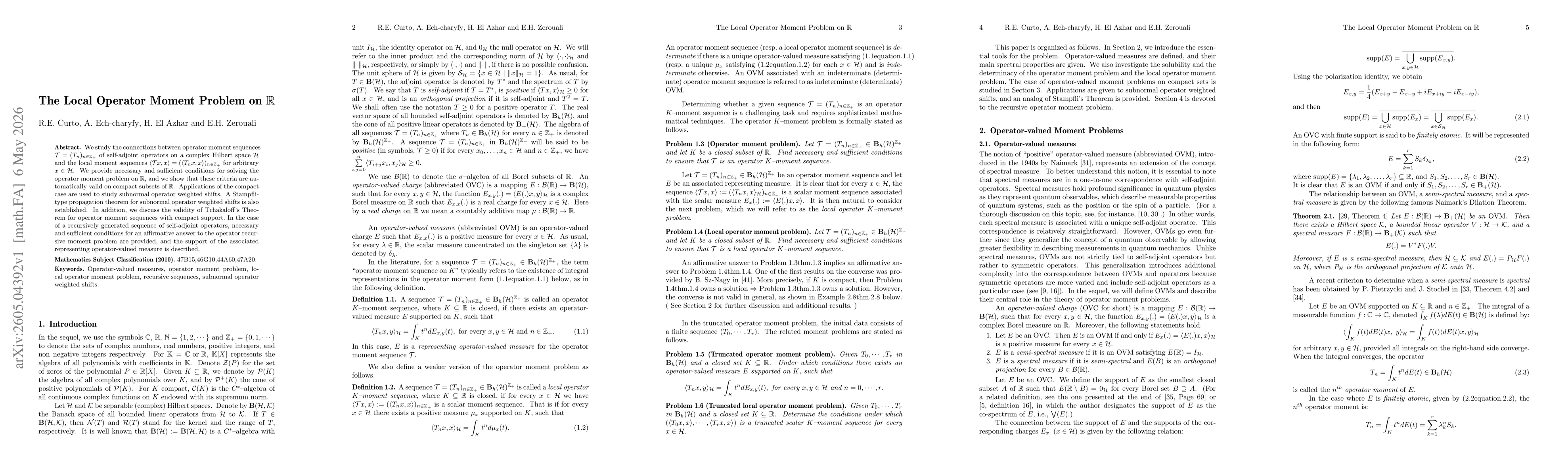 Thumbnail for The Local Operator Moment Problem on $\mathbb{R}$