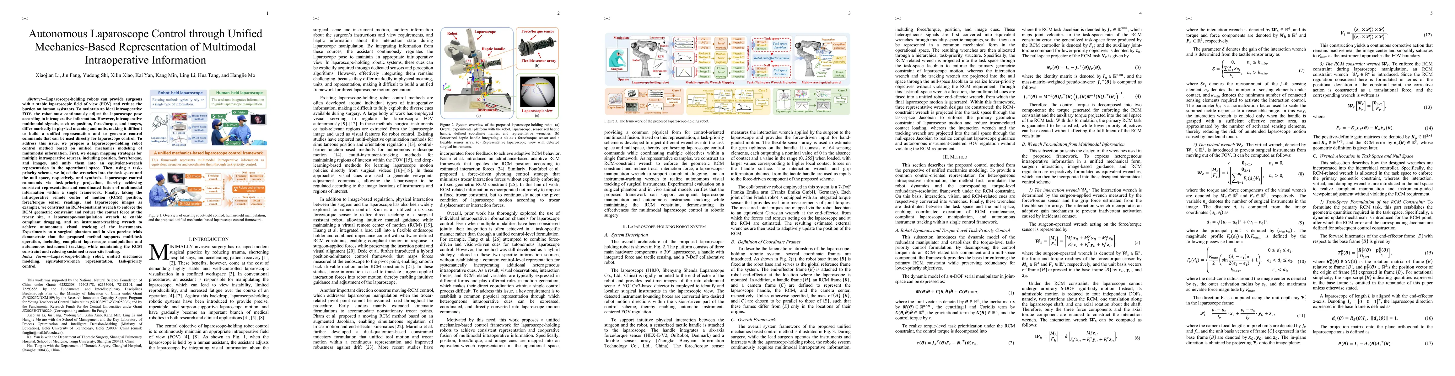 Thumbnail for Autonomous Laparoscope Control through Unified Mechanics-Based Representation of Multimodal Intraoperative Information