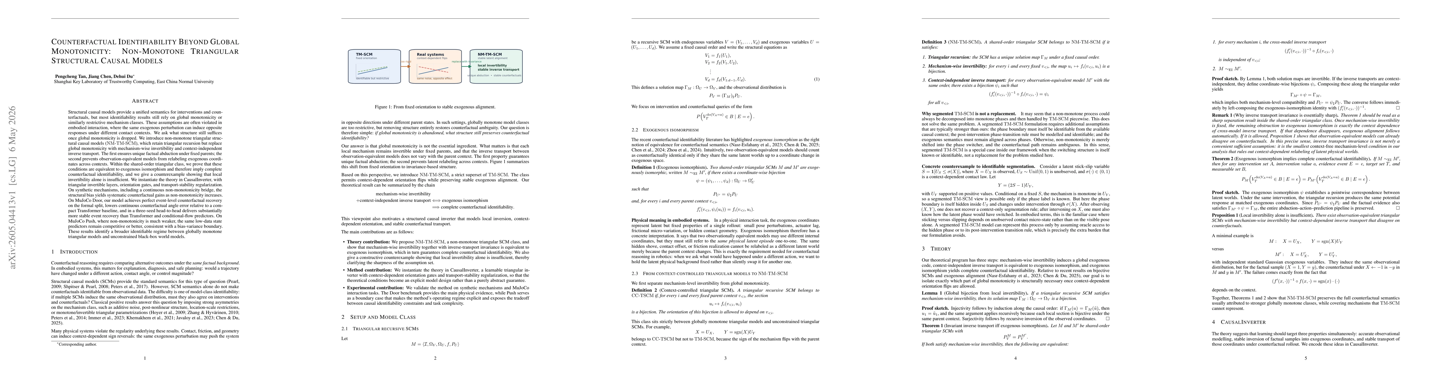 Thumbnail for Counterfactual identifiability beyond global monotonicity: non-monotone triangular structural causal models